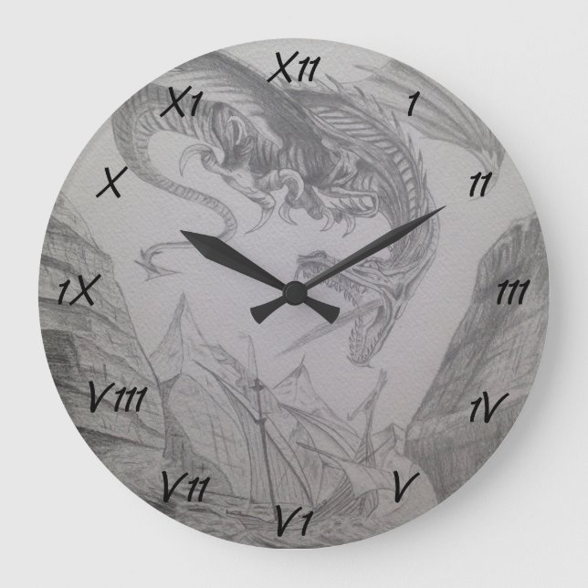 Avfyra andningdraken som anfaller det viking stor klocka (Framsida)