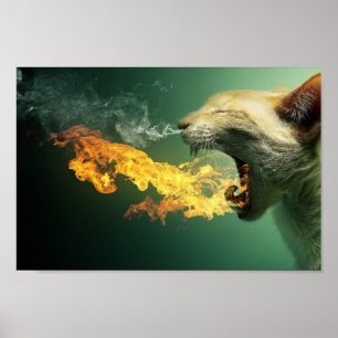 Avfyra andningkattaffischen poster
