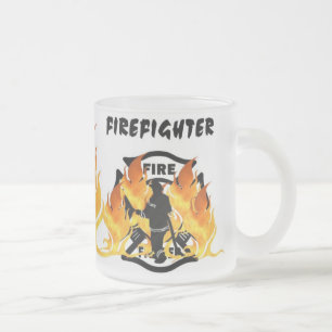 Avfyra avdelning flammar frostad glasmugg
