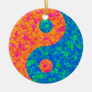 Avfyra & bevattna abstrakt Yin Yang Ornamnet Julgransprydnad Keramik