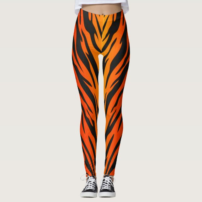 Avfyra det djura trycket för tigerrandar leggings (Framsida)