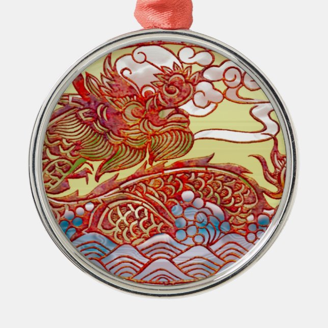 Avfyra drakeprydnaden julgransprydnad metall (Framsidan)