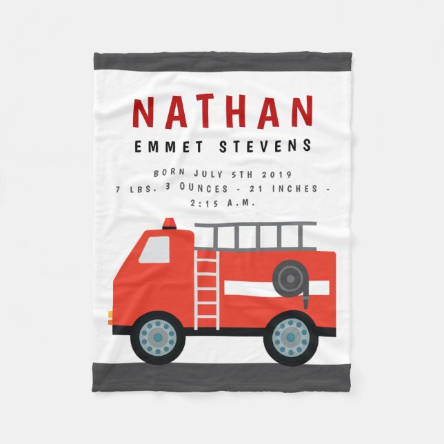 Avfyra filten för lastbilfödelsestatistik fleecefilt (Framsidan)