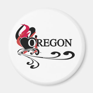 Avfyra hjärta Oregon Magnet