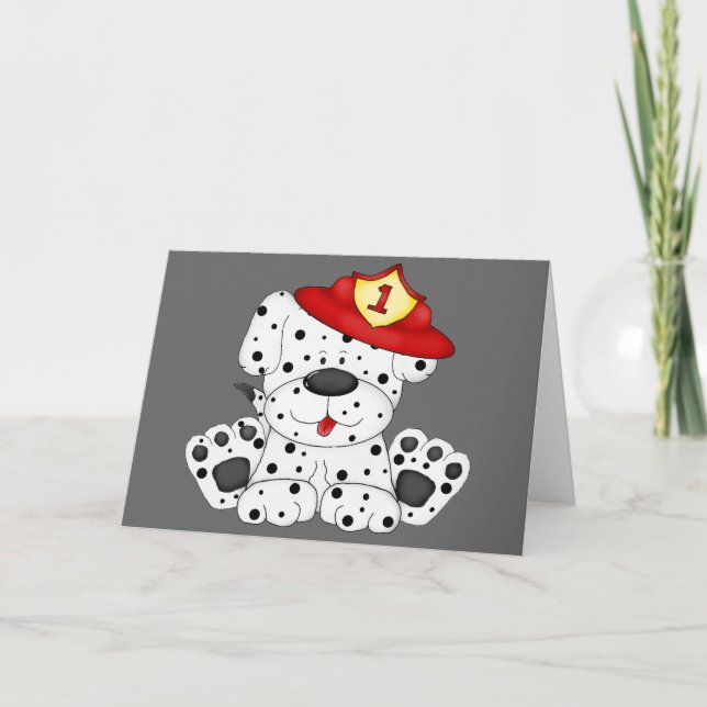 Avfyra hunden Dalmation och hatten Kort (Framsida)