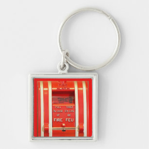 Avfyra larmet Keychain Fyrkantig Silverfärgad Nyckelring