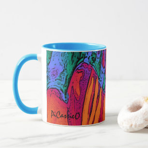 Avfyra och bevattna den collectible konstmuggen mugg