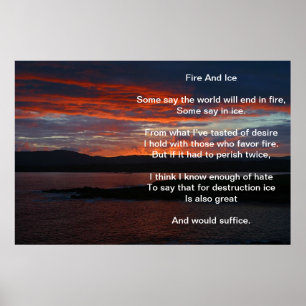 Avfyra och is över en brinna solnedgångaffisch poster