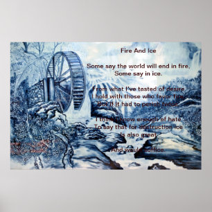 Avfyra och is över kines poster