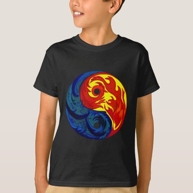 Avfyra och is Yin-Yang Tee (Framsida)