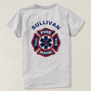 Avfyra och rädda rött och blått tee shirt