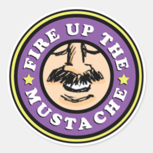 Avfyra upp mustaschklistermärkearna! runt klistermärke