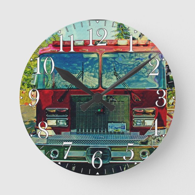 Avfyra, & väggen för räddinglastbilbrandmän tar rund klocka (Framsida)