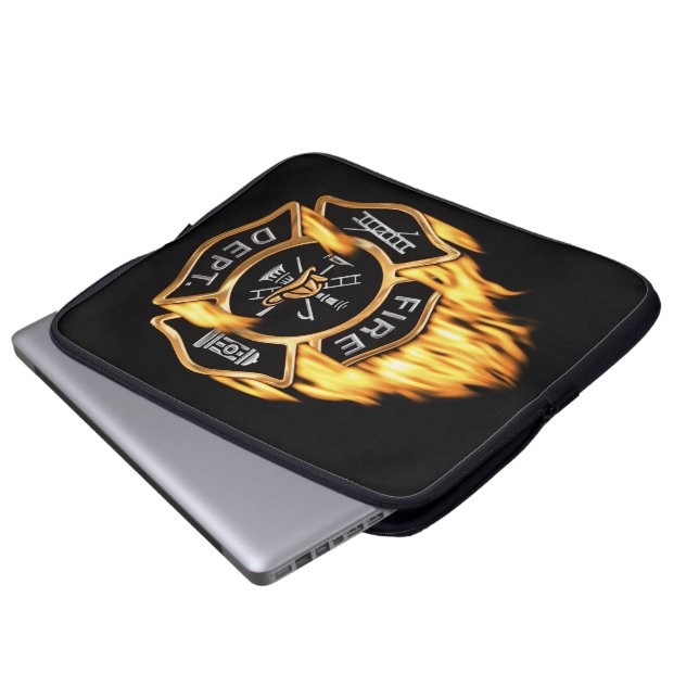 Avfyrar det guld- emblem för brandmannen laptop sleeve (Framre botten)