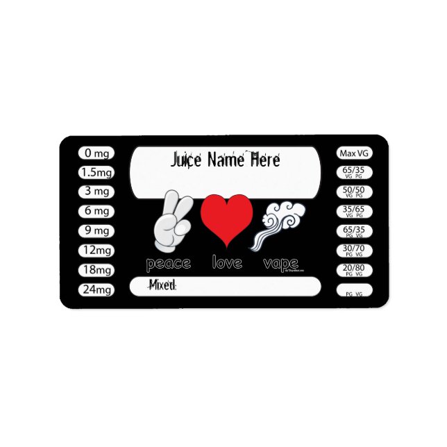 Avgång | DIY E-Juice Label Peace Kärlek by VapeGoa Adressetikett (Framsidan)