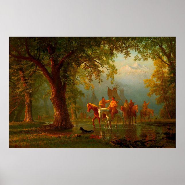 Avgång för en indiansk krigsgrupp Albert Bierstadt Poster (Framsidan)