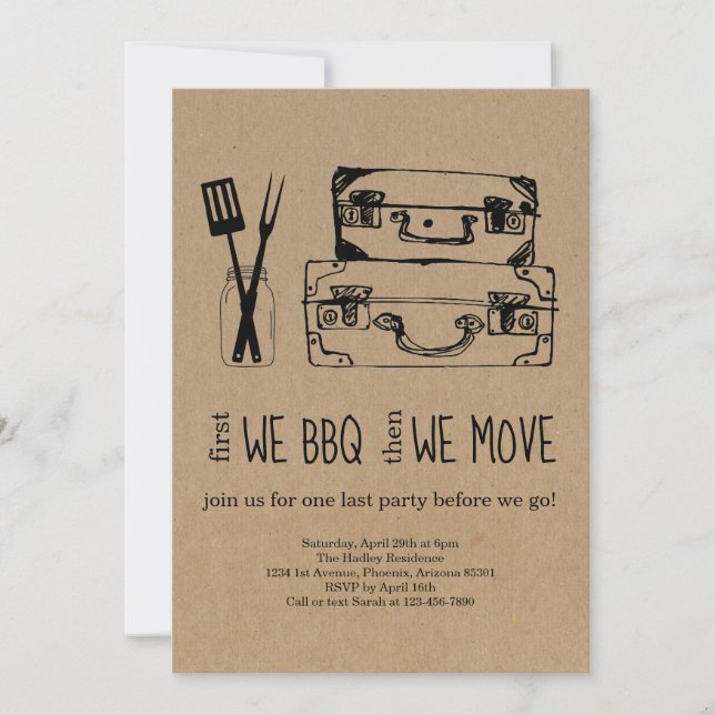 Avgång från BBQ-inbjudan till Party Inbjudningar (Framsida)