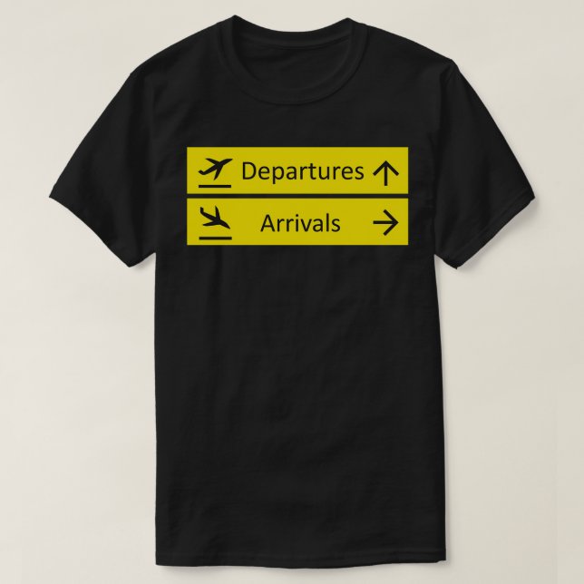 Avgångs- och ankomstflygplatsskyltar t shirt (Design framsida)