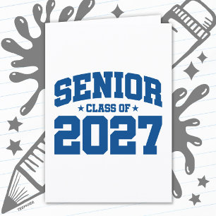 Avgångsår Skola Blå Senior Klass 2027 Kort
