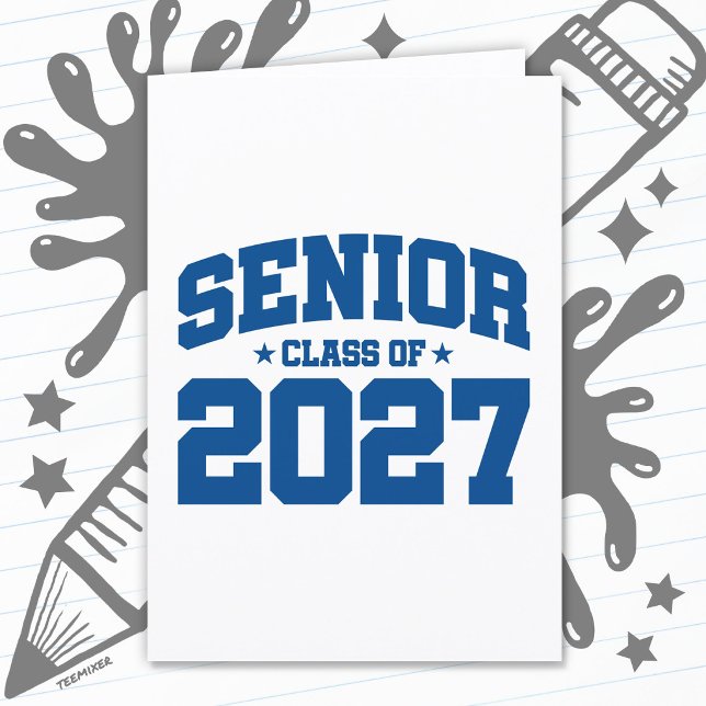 Avgångsår Skola Blå Senior Klass 2027 Kort (Skapare uppladdad)