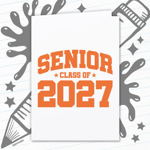 Avgångsår Skola Orange Senior Klass 2027 Kort