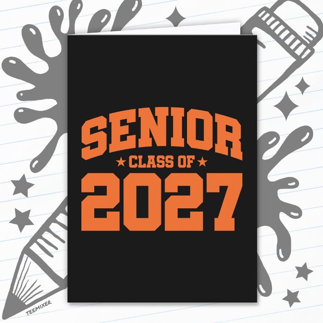 Avgångsår Skola Orange Senior Klass 2027 Kort (Skapare uppladdad)
