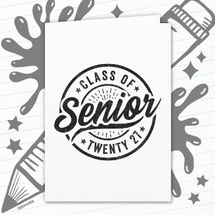 Avgångsår Skola Retro Senior Klass 2027 Kort