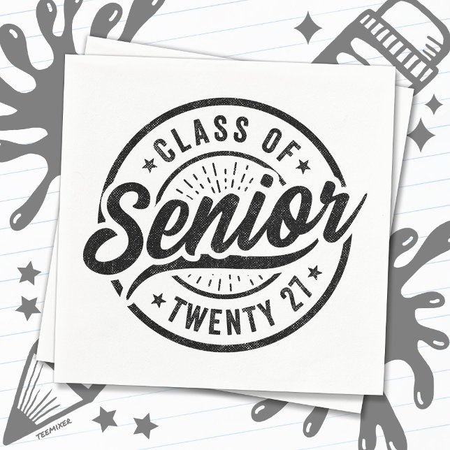 Avgångsår Skola Retro Senior Klass 2027 Pappersservett (Skapare uppladdad)