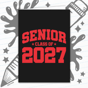 Avgångsår Skola Röd Seniorklass 2027 Kort