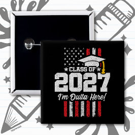 Avgångselever Amerikansk Flagga Klass 2027 Knapp