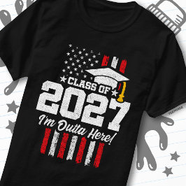 Avgångselever Amerikansk Flagga Klass 2027 T Shirt