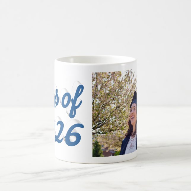 Avgångsklass 2026 blå manus avgångsfoto  kaffemugg (Center)