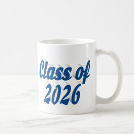 Avgångsklass 2026 blå text examen kaffemugg