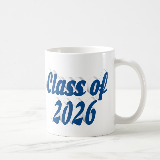 Avgångsklass 2026 blå text examen kaffemugg (Höger)