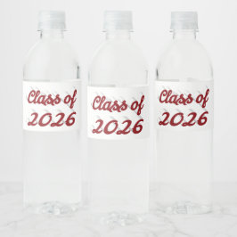 Avgångsklass 2026 burgunder skrift  examen  vattenflaskor etikett