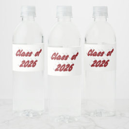 Avgångsklass 2026 burgundertypsnitt examen  vattenflaskor etikett
