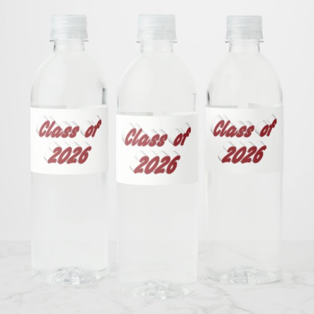 Avgångsklass 2026 burgundertypsnitt examen  vattenflaskor etikett (Flaskor)