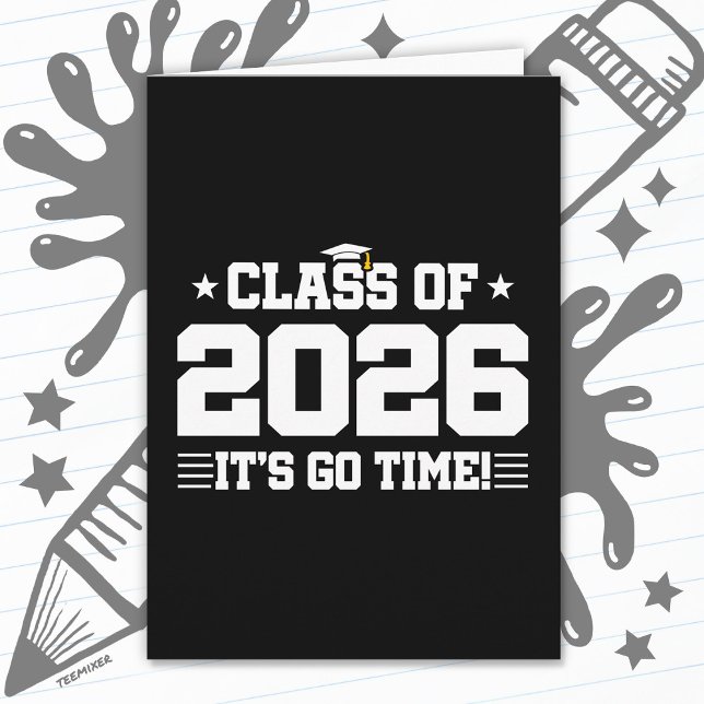 Avgångsklass 2026 Det är dags Varsity-examen Kort (Skapare uppladdad)