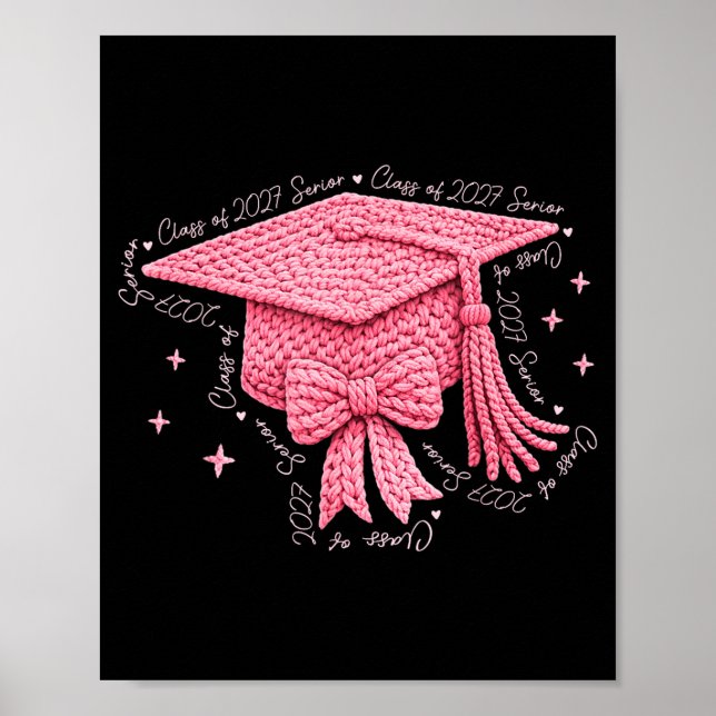 Avgångsklass 2026 examen coquette bow garn poster (Framsidan)
