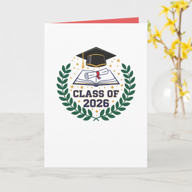 Avgångsklass 2026 Examen Hatt Vikt Blank Kort (Gul blomma)