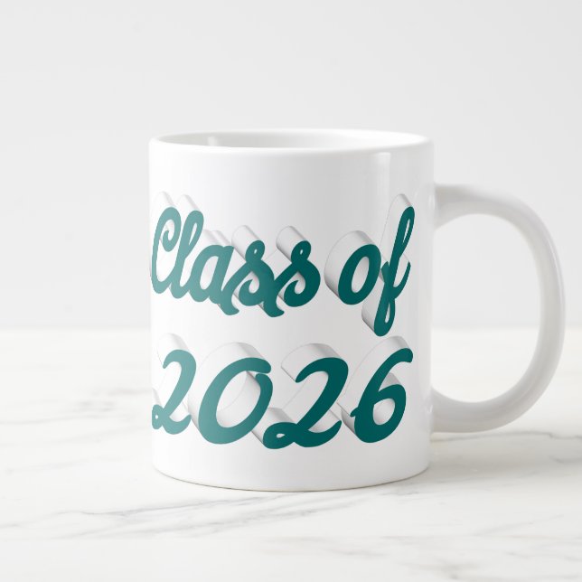 Avgångsklass 2026 grönt manus examen jumbo mugg (Höger)