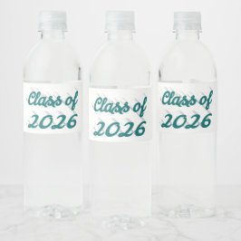 Avgångsklass 2026 grönt manus examen vattenflaskor etikett