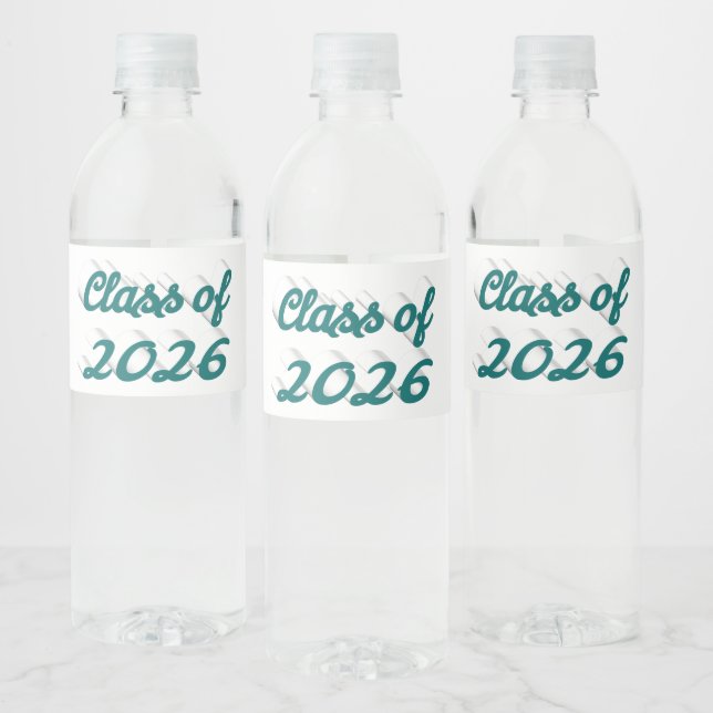 Avgångsklass 2026 grönt manus examen vattenflaskor etikett (Flaskor)