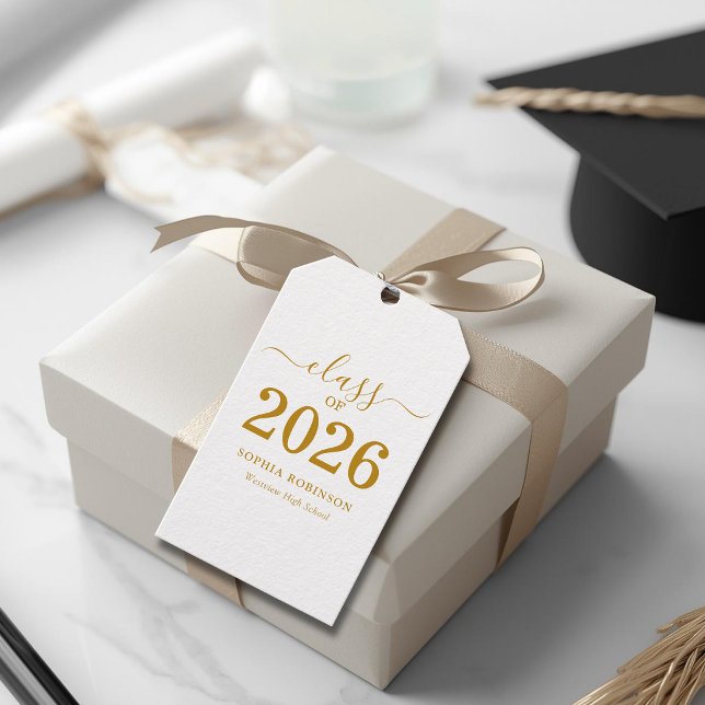 Avgångsklass 2026 Guldskrift Examen  Presentetikett (Skapare uppladdad)