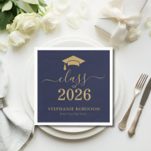 Avgångsklass 2026 Marinblå Guld Examenfest