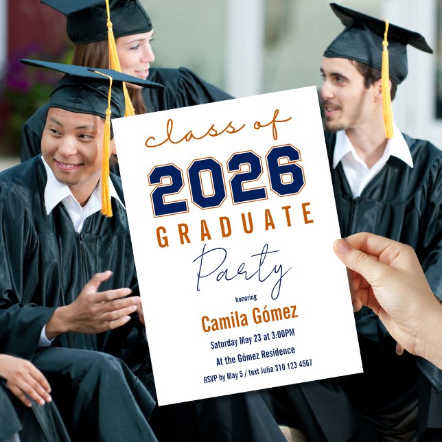 Avgångsklass 2026 Minimalistisk Studentfest Inbjudningar (Skapare uppladdad)