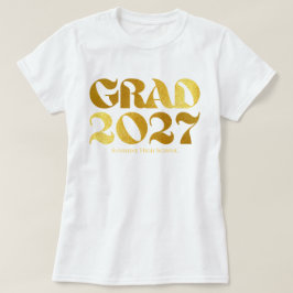 Avgångsklass 2027 Svart och Guld Typografi T Shirt