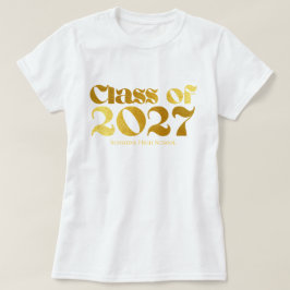 Avgångsklass 2027 Svart och Guld Typografi T Shirt