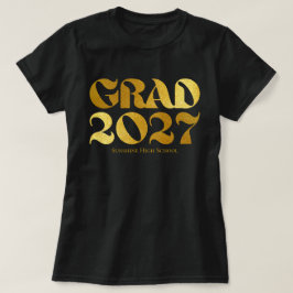 Avgångsklass 2027 Svart och Guld Typografi T Shirt