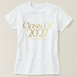 Avgångsklass 2027 Svart och Guld Typografi T Shirt